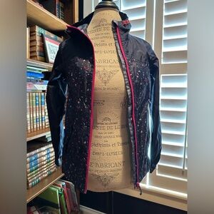 Quechua Kids' Navy Raincoat with Pink Accents